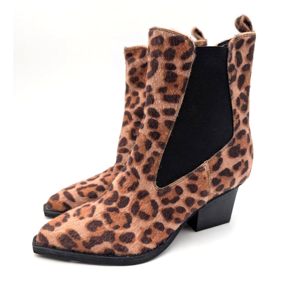 DV by Dolce Vita Jerico A Chelsea Bootie Women's Leopard Pony Size US6.5 EU37